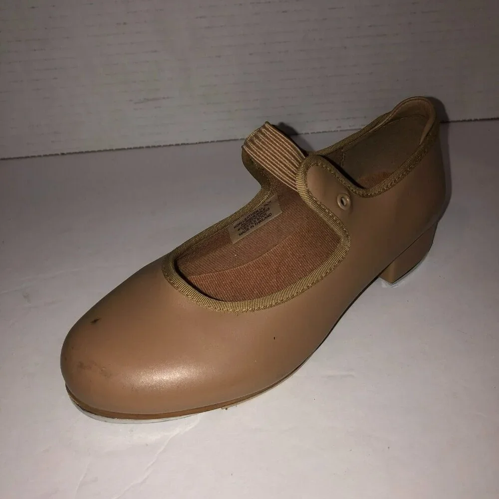 Bloch Child Size 13 Wide Beige Slip On Mary Jane Techno Tap Dance Shoes